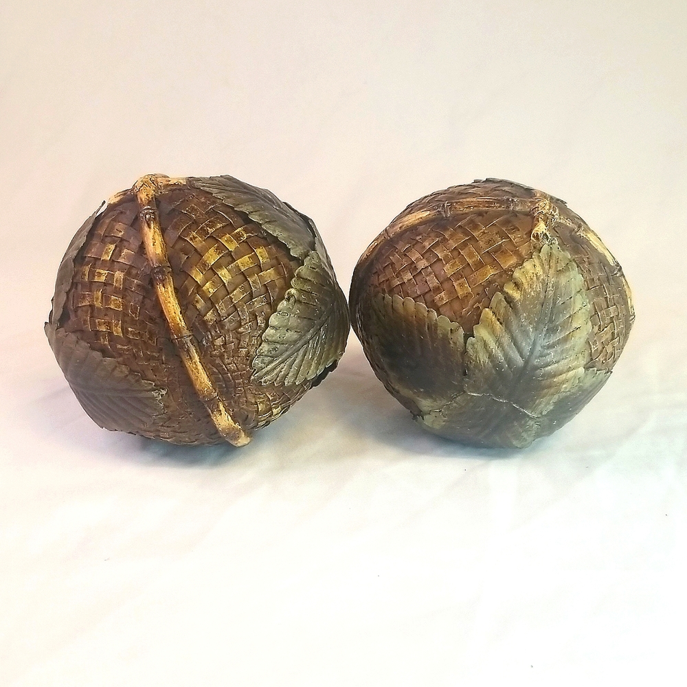 Set of 2 decorative basketweave heavy balls EUC
